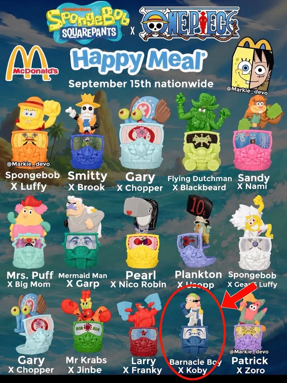 McDonald’s SpongeBob x One Piece Barnacle Boy Koby Happy Meal Toy 2026
